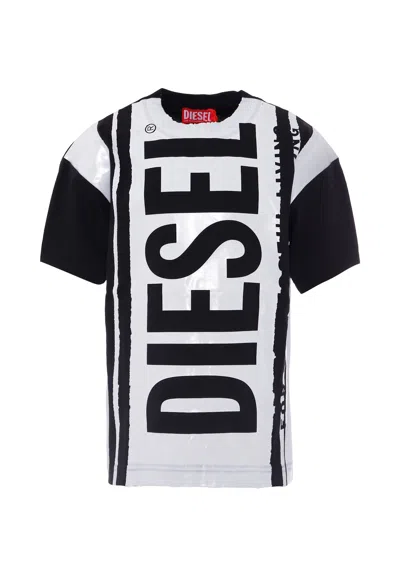 Diesel Kids' Black T-shirt For Boy With Logo