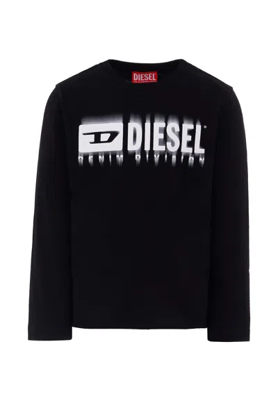 Diesel Kids' Black T-shirt For Boy With Logo