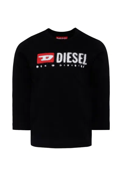 Diesel Kids' Black T-shirt For Boy With Logo