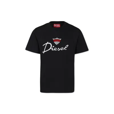 Diesel Kids' Black T-shirt For Boy With Logo