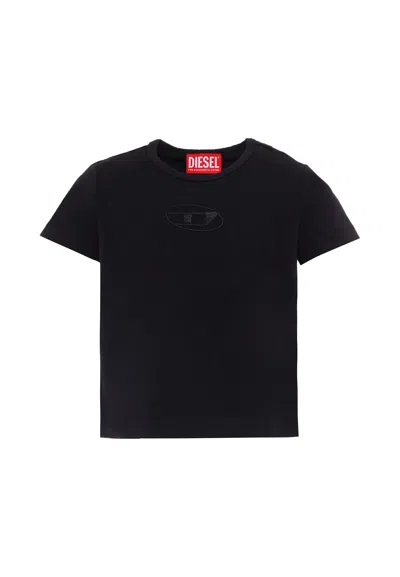Diesel Kids' Black T-shirt For Girl With Logo