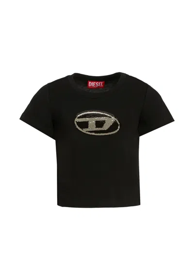 DIESEL BLACK T-SHIRT FOR GIRL WITH LOGO
