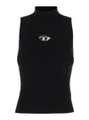 Diesel Black Tank Top With D Logo Cut-out In Ribbed Jersey Woman In Black