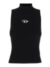 Diesel Black Tank Top With D Logo Cut-out In Ribbed Jersey Woman In Black