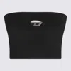 Diesel M-clarksvillex Black Stretch Ribbed Jersey Bandeau Top In Black
