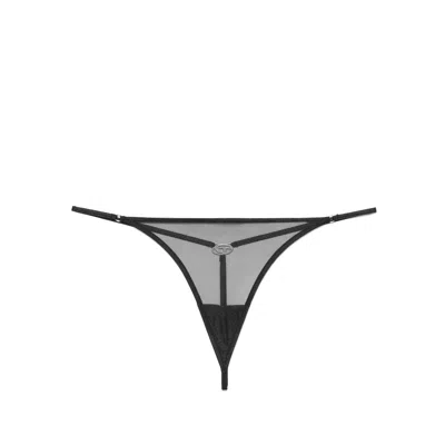 Diesel Metallic Sheer Adjustable Strap Thong In Black
