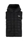 Diesel Quilted Hooded Gilet In Black