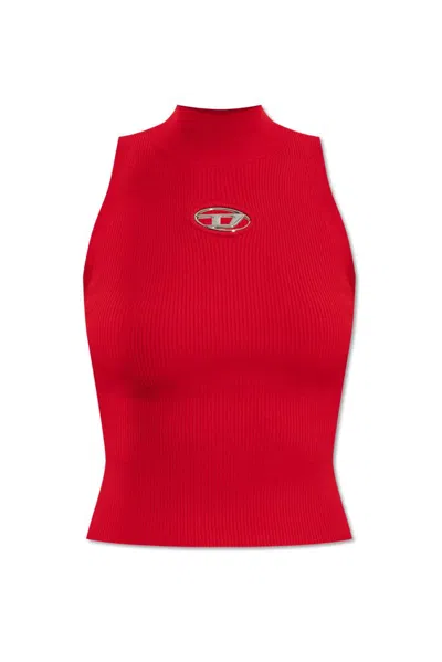 Diesel Black Viscose Blend M-onervax Top In Red