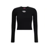 Diesel Ribbed Viscose Top With Oval D In Black