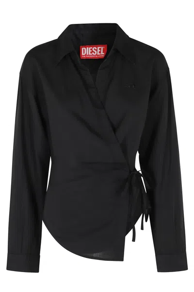 Diesel Black Wrap-style C Delphos S3 Embroidered Logo Modal-blend Shirt