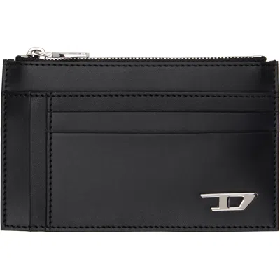 Diesel Black Zip Pocket Leather Card Holder