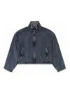 Diesel G-leam-r1 Cropped Denim Jacket In Blue