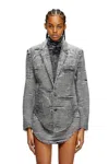 Diesel Blazer In Distressed Prince Of Wales Denim In Grey