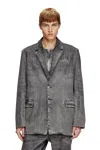 Diesel Blazer In Tailoring Pinstripe Denim In Grey