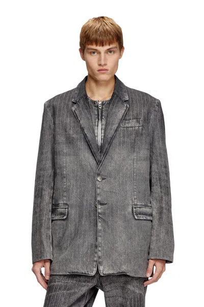 Diesel Blazer In Tailoring Pinstripe Denim In Grey