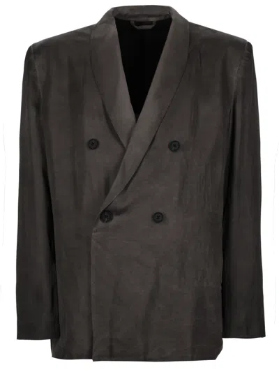 Diesel Neutrals J-arman-albg Double-breasted Boxy Viscose Blazer In Gray