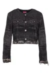Diesel Grey Jacket With Round Neck And Frayed Edges In Cotton Blend Woman In Black