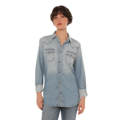 Diesel Bleached Denim Shirt In Blue