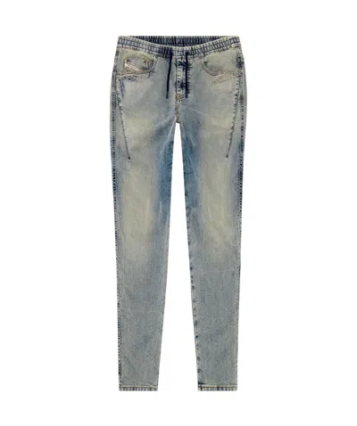 Diesel Bleached Tapered Jeans In Gray