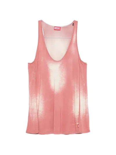 Diesel Bleached V-neck Top In Brown
