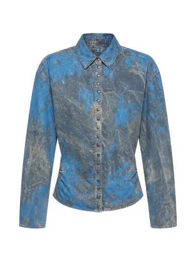 Diesel Bleached-effect Denim Shirt In Gray