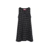 Diesel Mini Dress Checked Pattern Sleeveless V-neckline In Black