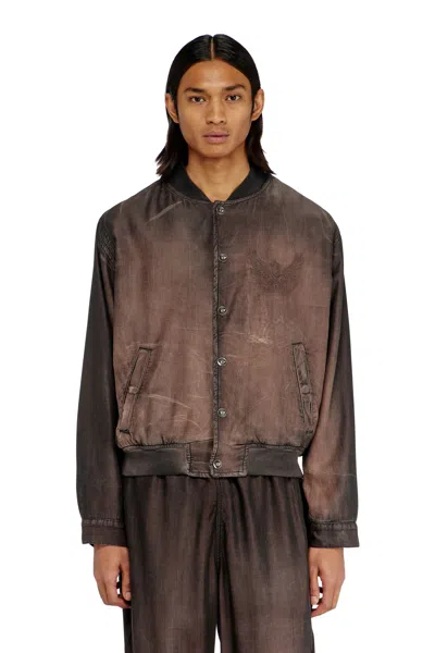 Diesel Bomber Jacket In Fluid Coated Denim