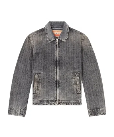 Diesel Blouson Jacket In Herringbone Denim In Gray