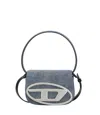 Diesel Shoulder Bag In Blue Denim With Leather Trims And Oval D Plaque In Blue