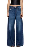 Diesel D-sire 1996 Blue Jeans With Wide Leg And Logo Patch On The Rear In Denim Woman In Blue