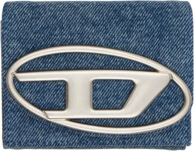 Diesel Blue 1dr Denim Trifold Wallet