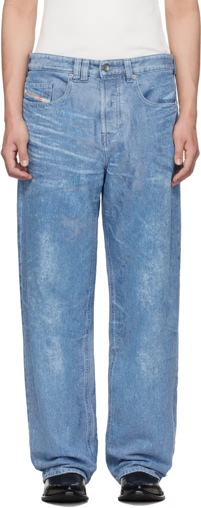 Diesel 2001 D-macro-fsi1 Faded Wide Jeans In Blue