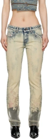 Diesel Straight Leg Low-waist Light Blue Denim Jeans In 1