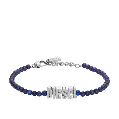 DIESEL BLUE AGATE BEADED BRACELET