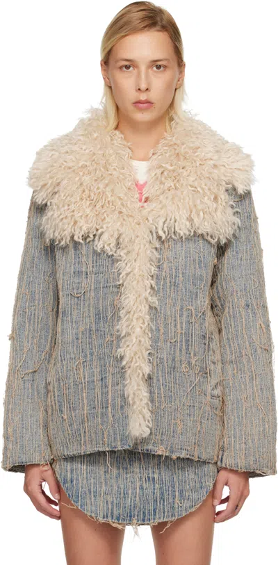Diesel Blue & Beige De-aconic-s Denim Jacket In Multi