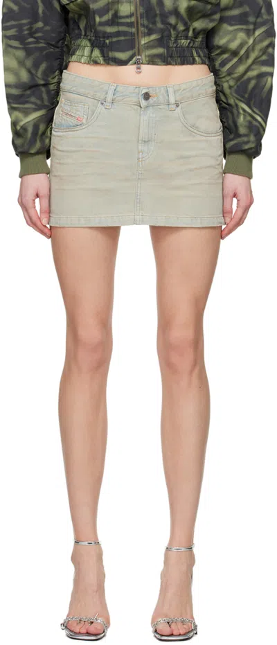 Diesel Blue & Beige De-ron Denim Miniskirt In 1
