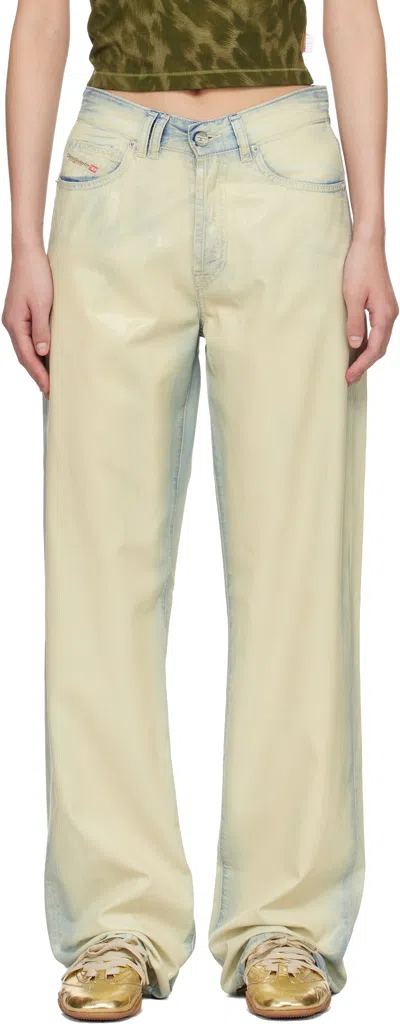 Diesel Blue & Off-white 1971 D-sent Regular High Waist Jeans In Multi