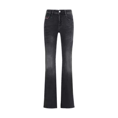 Diesel Blue Cotton Bootcut Jeans In Black