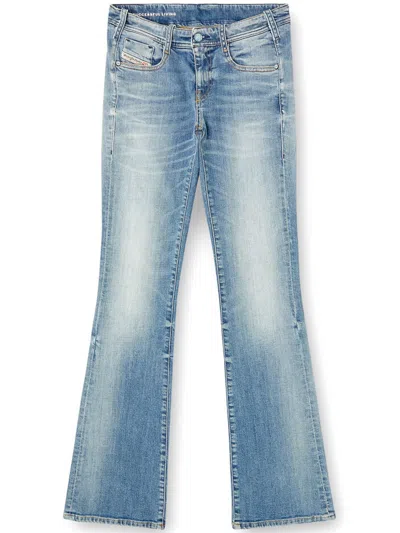 Diesel Blue Cotton Elastane Flared Jeans