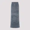 Diesel Faded Blue Denim Maxi Skirt With Side Slit In Blue