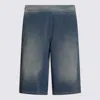 Diesel Blue Bermuda Pants With Oval D Logo Embroidery On The Front And Distressed Effect In Blu