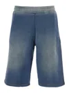 Diesel Blue Bermuda Pants With Oval D Logo Embroidery On The Front And Distressed Effect In Blue