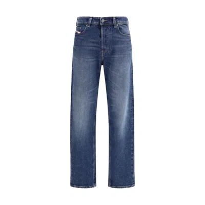 DIESEL BLUE COTTON STRAIGHT-LEG JEANS