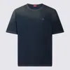Diesel 't-boxt' Blue T-shirt With Oval D Logo Embroidery On The Front And Contrasting Stitching