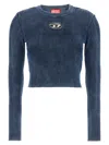 Diesel M-anchor-a Blue Ribbed Long-sleeve Top In Blue