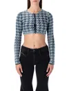 Diesel Long Sleeve Cropped Houndstooth Top In Blue