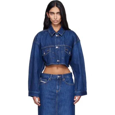 Diesel Blue Cropped Oversized Denim Trucker Jacket