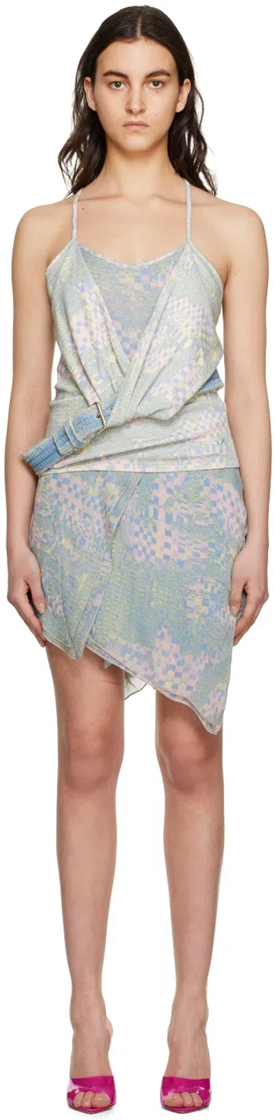 Diesel D-plum Printed Jersey Mini Dress In Blue