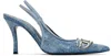 Diesel Pointed Toe Slingback Strap Silver-tone Pumps In Blue