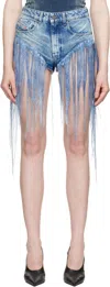Diesel Blue Five-pocket Shorts With Fringes On The Edges In 01